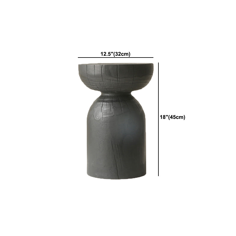 Contemporary Style Side End Table Wooden Pedestal Sofa Side Accent Table in Black