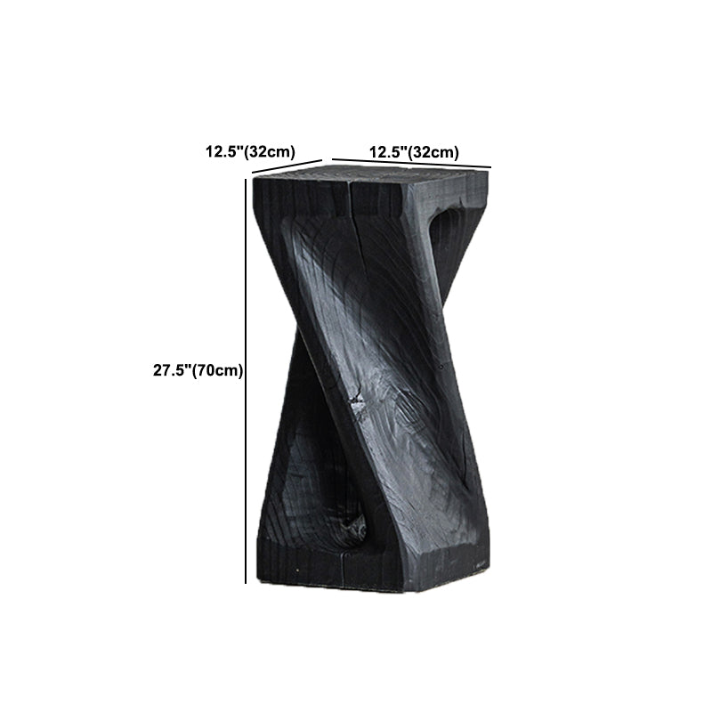 Contemporary Style Side End Table Wooden Pedestal Sofa Side Accent Table in Black