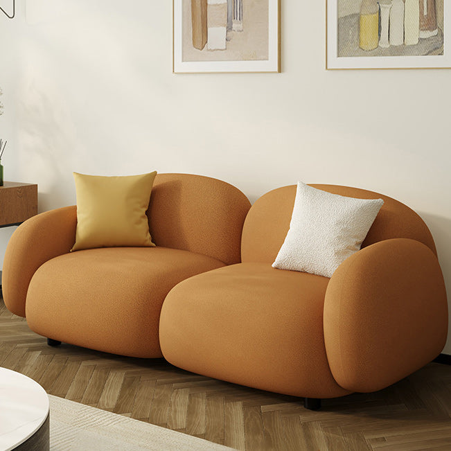 Square Arm Sofa Modern Style Faux Leather & Wool Standard Sofa