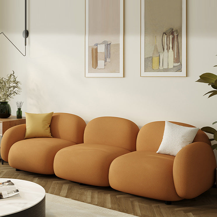 Square Arm Sofa Modern Style Faux Leather & Wool Standard Sofa