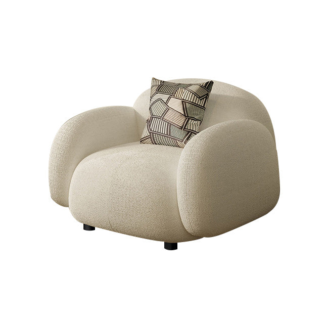 Square Arm Sofa Modern Style Faux Leather & Wool Standard Sofa