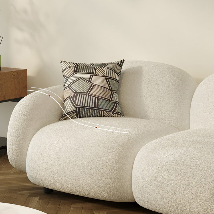 Square Arm Sofa Modern Style Faux Leather & Wool Standard Sofa