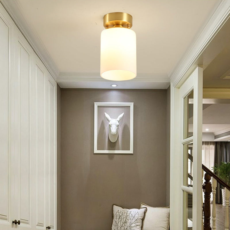 1-Light Ceiling Lamp Simple Ceiling Mount Light with Glass Shade for Aisle