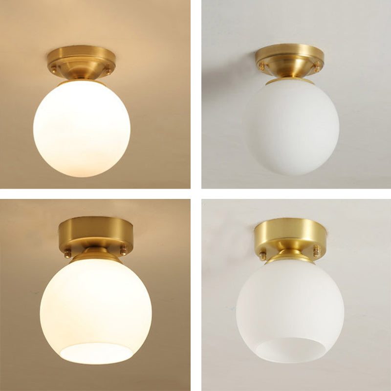 1-Light Ceiling Lamp Simple Ceiling Mount Light with Glass Shade for Aisle