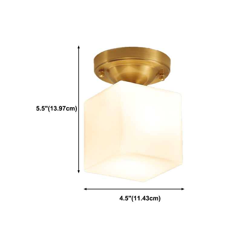 1-Light Ceiling Lamp Simple Ceiling Mount Light with Glass Shade for Aisle