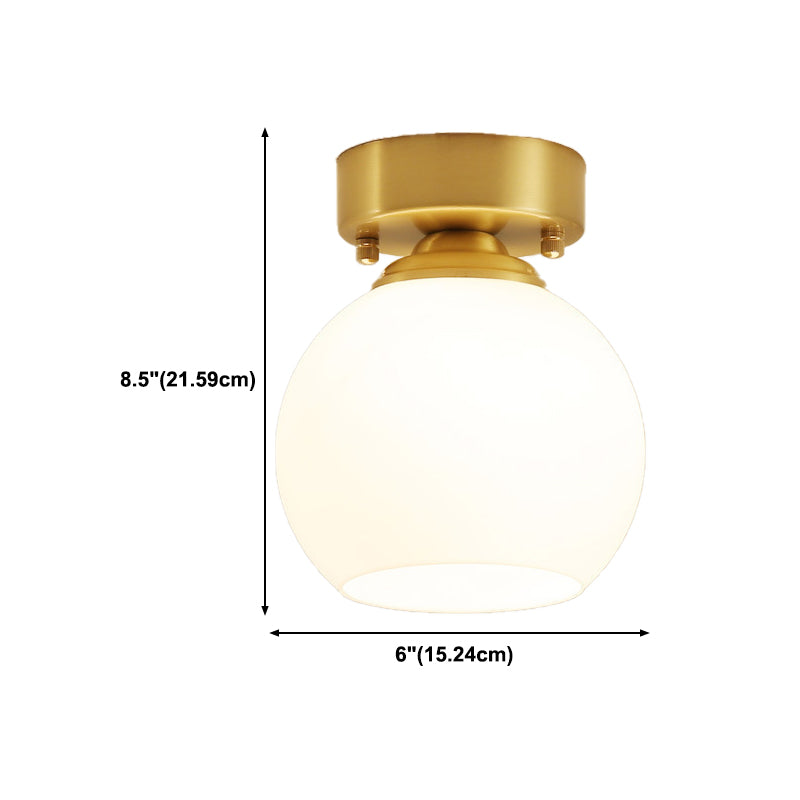 1-Light Ceiling Lamp Simple Ceiling Mount Light with Glass Shade for Aisle