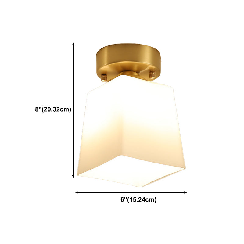 1-Light Ceiling Lamp Simple Ceiling Mount Light with Glass Shade for Aisle