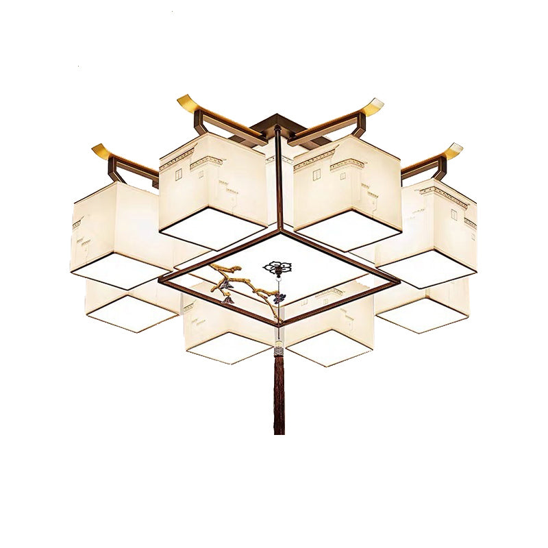 Traditional Style Ceiling Lamp Fabric Flush Mount Lighting for Living Room