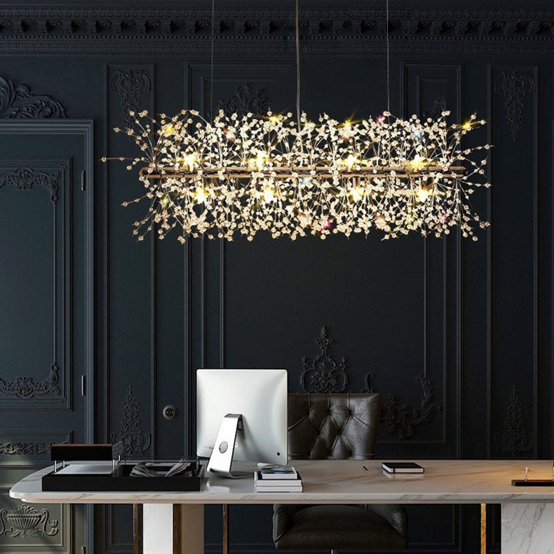Nordic Style Iron Hanging Lamp Rectangle Shape Island Light Fixture for Bedroom