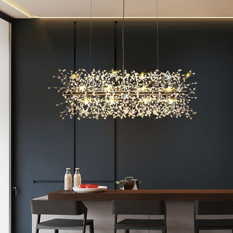 Nordic Style Iron Hanging Lamp Rectangle Shape Island Light Fixture for Bedroom