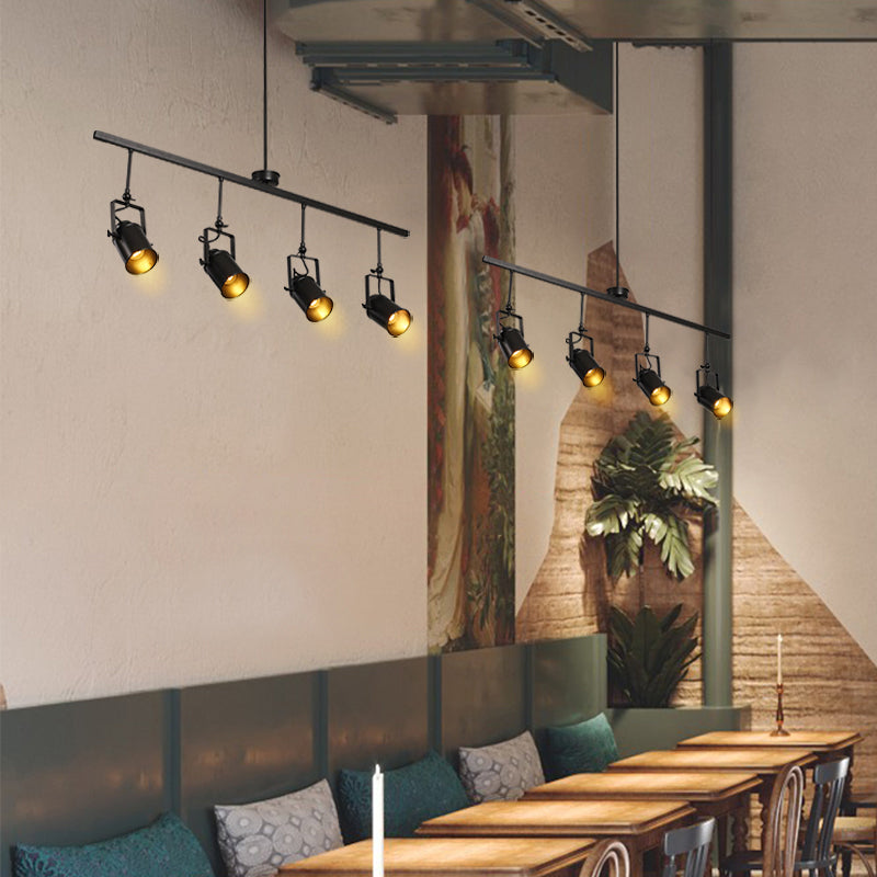 Industrial Style Iron Hanging Lamp Cylinder Shape Island Light Fixture for Bedroom