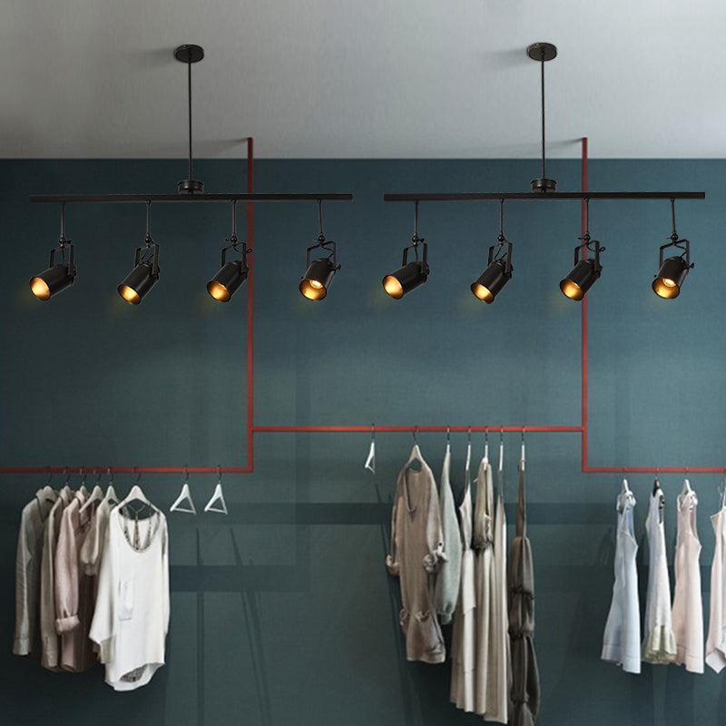 Industrial Style Iron Hanging Lamp Cylinder Shape Island Light Fixture for Bedroom