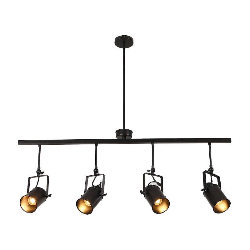 Industrial Style Iron Hanging Lamp Cylinder Shape Island Light Fixture for Bedroom