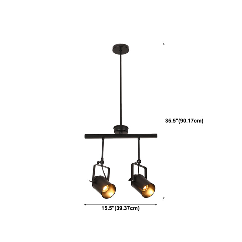 Industrial Style Iron Hanging Lamp Cylinder Shape Island Light Fixture for Bedroom