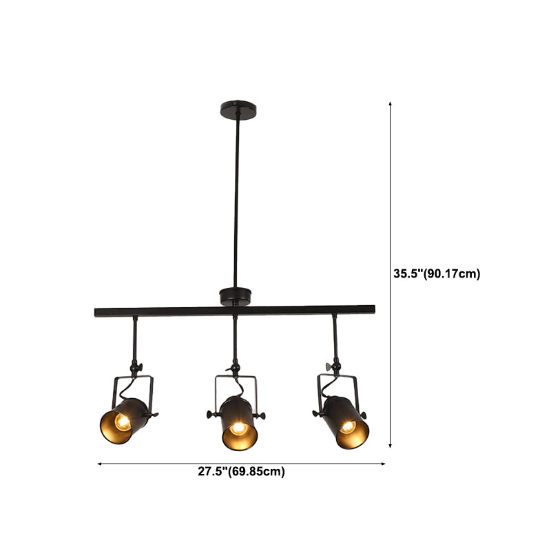 Industrial Style Iron Hanging Lamp Cylinder Shape Island Light Fixture for Bedroom