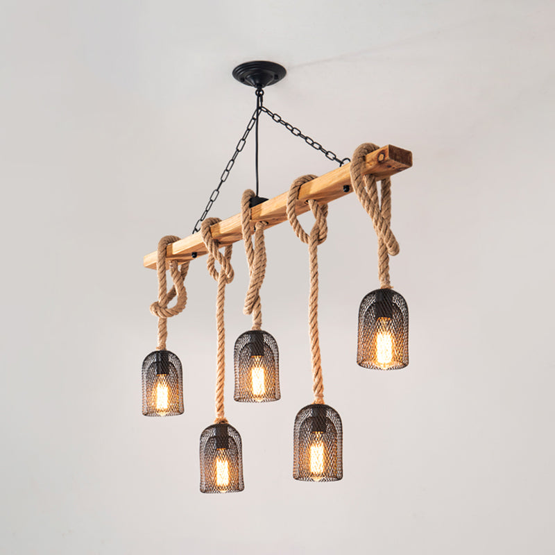 Industrial Pendant Lighting Wood Beam Island Light Fixtures for Restaurant