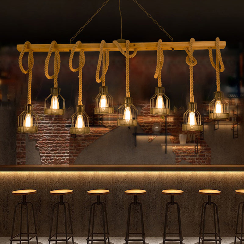 Industrial Pendant Lighting Wood Beam Island Light Fixtures for Restaurant