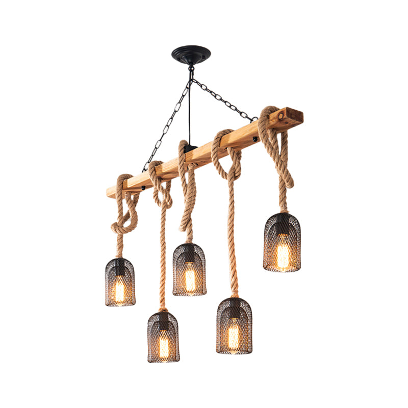 Industrial Pendant Lighting Wood Beam Island Light Fixtures for Restaurant