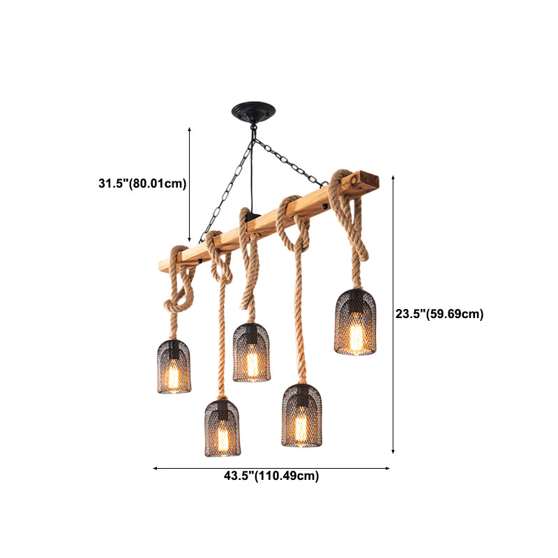 Industrial Pendant Lighting Wood Beam Island Light Fixtures for Restaurant