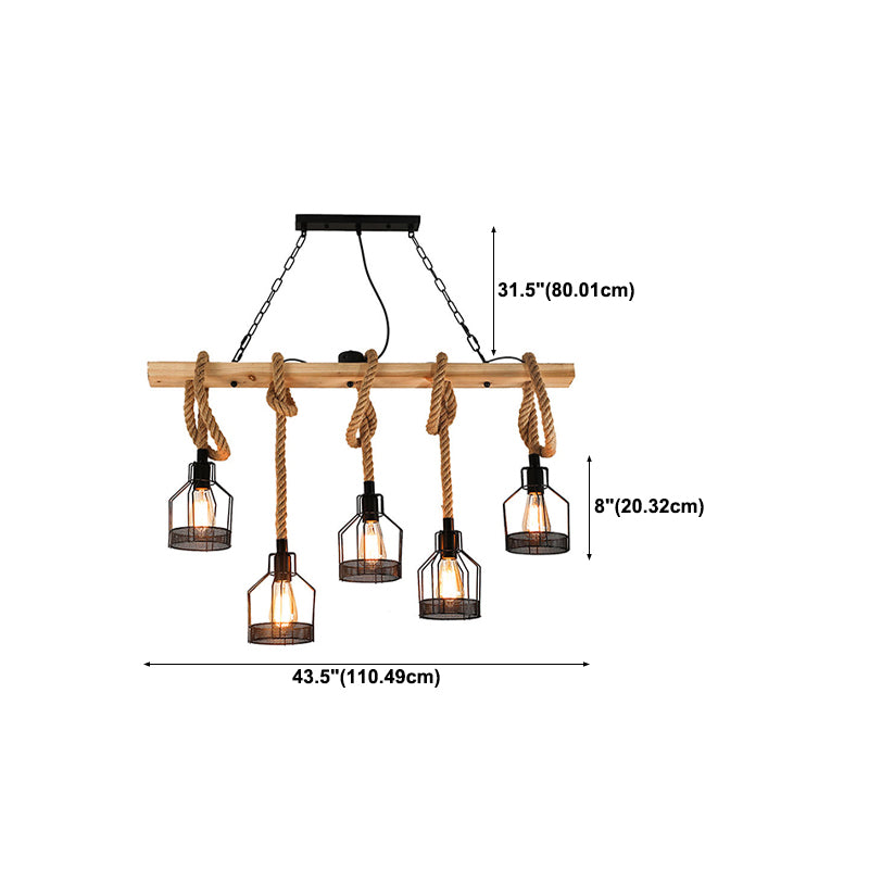 Industrial Pendant Lighting Wood Beam Island Light Fixtures for Restaurant