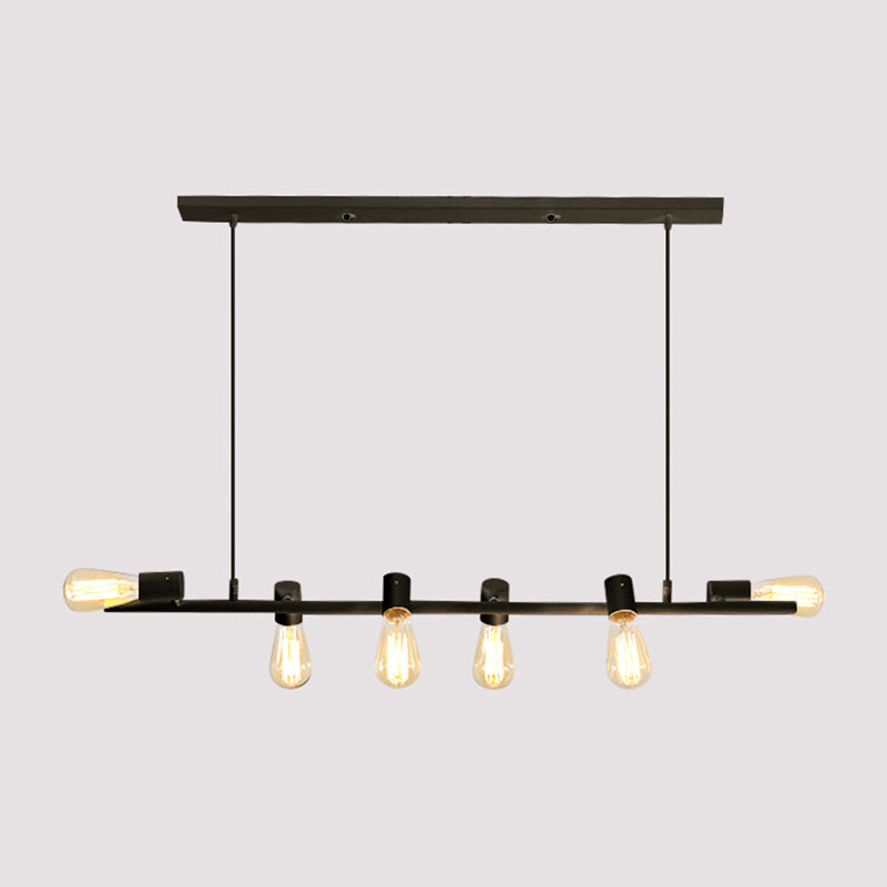 Industrial Style Iron Hanging Lamp Strip Shape Island Light Fixture for Dining Table