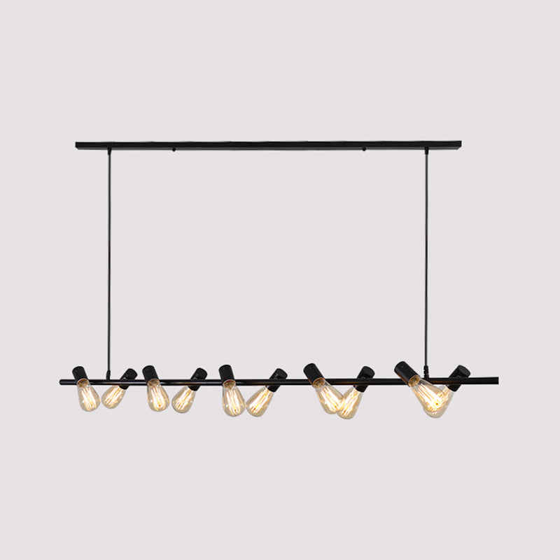 Industrial Style Iron Hanging Lamp Strip Shape Island Light Fixture for Dining Table