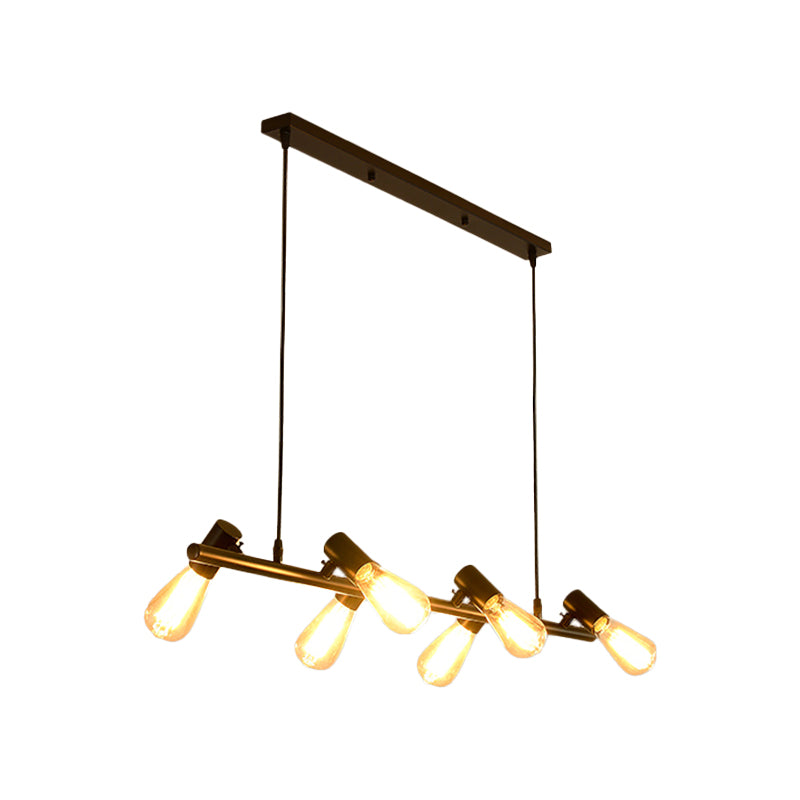 Industrial Style Iron Hanging Lamp Strip Shape Island Light Fixture for Dining Table