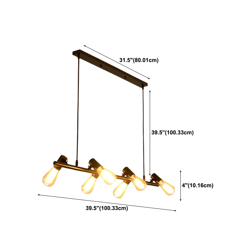 Industrial Style Iron Hanging Lamp Strip Shape Island Light Fixture for Dining Table