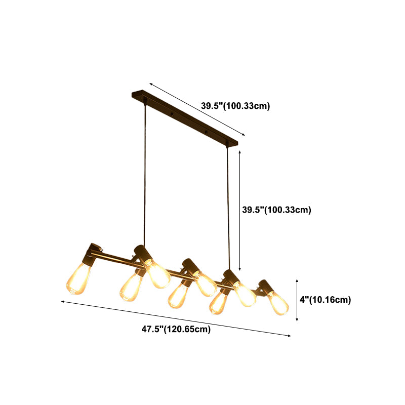 Industrial Style Iron Hanging Lamp Strip Shape Island Light Fixture for Dining Table