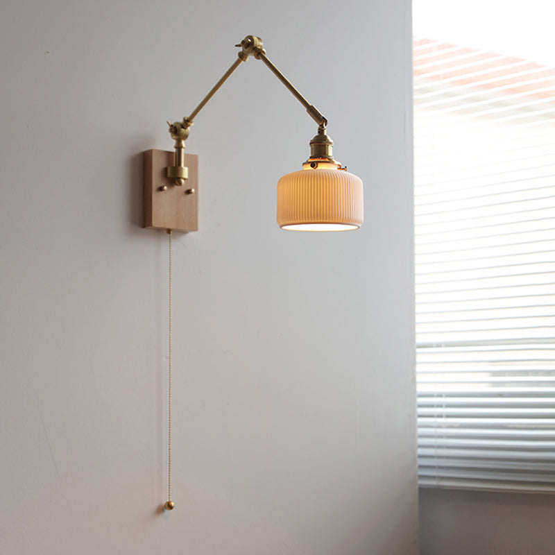 Swing Arm Wall Lamp Modern Ceramic Sconce Lighting for Bedroom