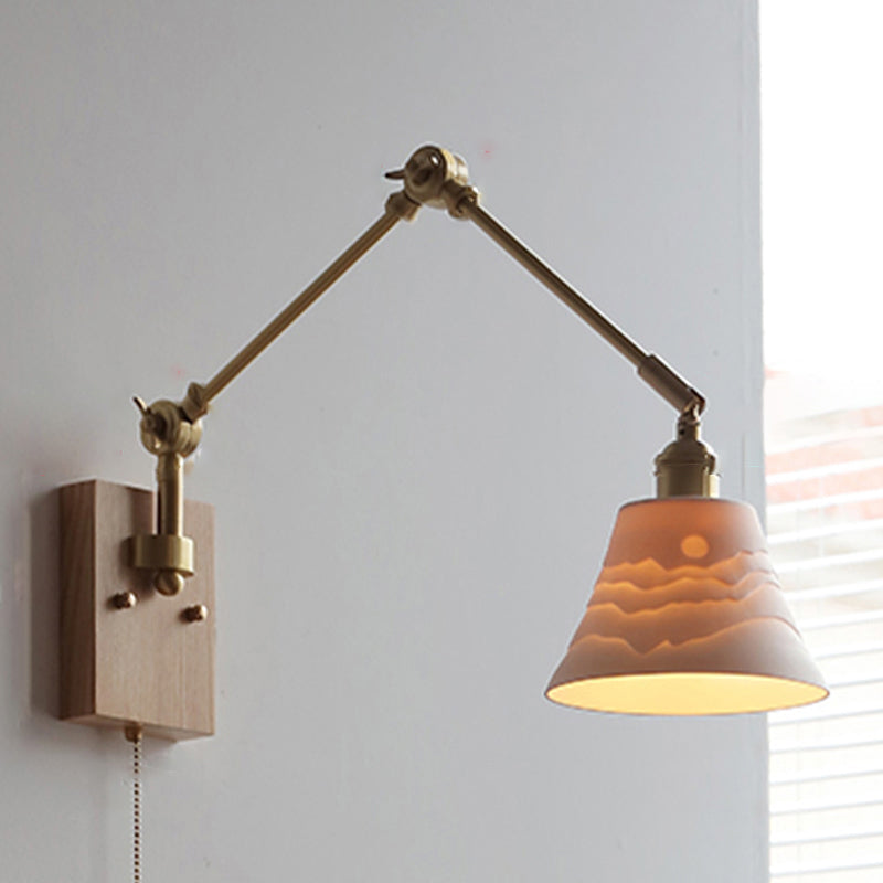 Swing Arm Wall Lamp Modern Ceramic Sconce Lighting for Bedroom