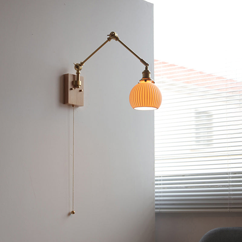 Swing Arm Wall Lamp Modern Ceramic Sconce Lighting for Bedroom