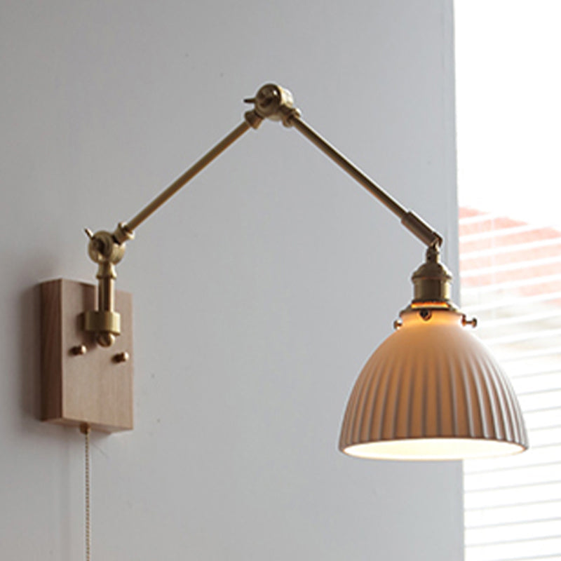 Swing Arm Wall Lamp Modern Ceramic Sconce Lighting for Bedroom
