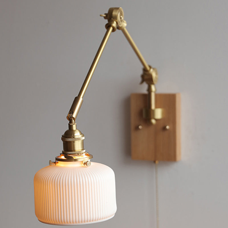 Swing Arm Wall Lamp Modern Ceramic Sconce Lighting for Bedroom