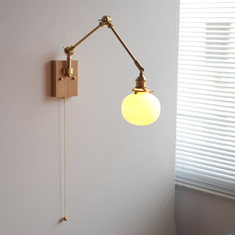 Swing Arm Wall Lamp Modern Ceramic Sconce Lighting for Bedroom