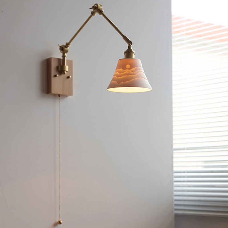 Swing Arm Wall Lamp Modern Ceramic Sconce Lighting for Bedroom