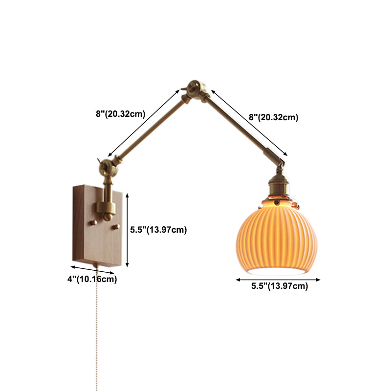 Swing Arm Wall Lamp Modern Ceramic Sconce Lighting for Bedroom