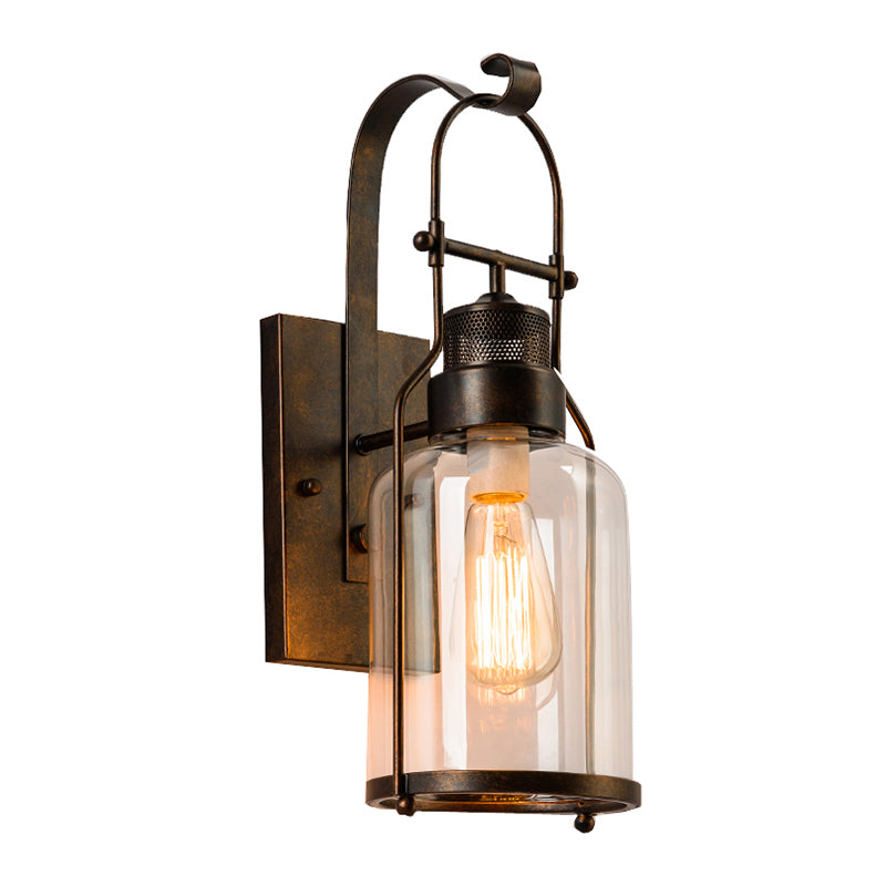 Iron and Glass Wall Lamp Industrial Style Black / White / Rust Wall Sconce