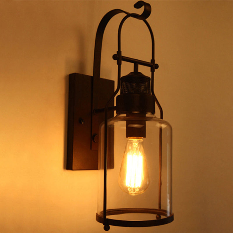 Iron and Glass Wall Lamp Industrial Style Black / White / Rust Wall Sconce