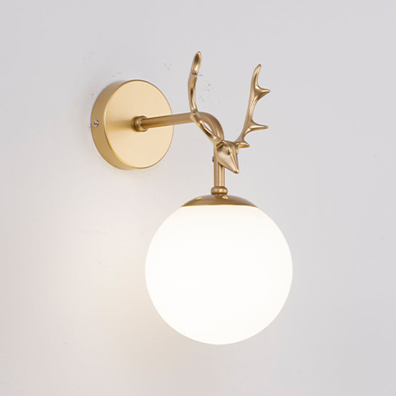 Glass Spherical Shape Wall Light Modern Style 1 Light Wall Mount Fixture for Living Room