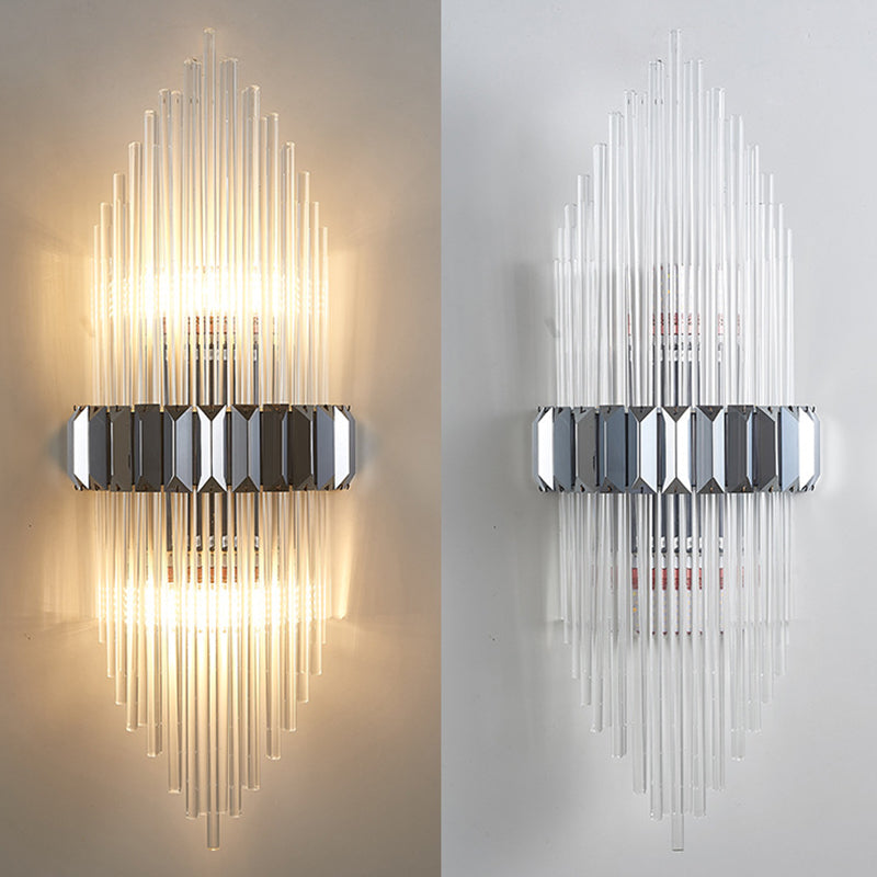 2-Light Geometric Wall Light Sconce Modern Style Glass Wall Lighting