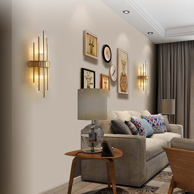 2-Light Geometric Wall Light Sconce Modern Style Glass Wall Lighting