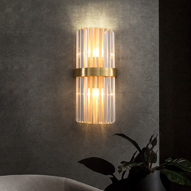 Post-Modern Wall Sconce Gold Wall Light Fixture with Crystal for Bedroom