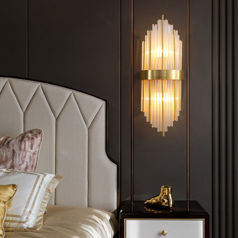 Post-Modern Wall Sconce Gold Wall Light Fixture with Crystal for Bedroom