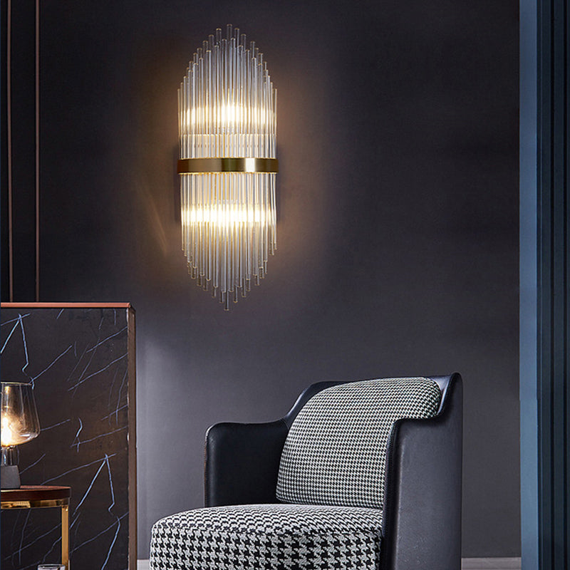 Post-Modern Wall Sconce Gold Wall Light Fixture with Crystal for Bedroom