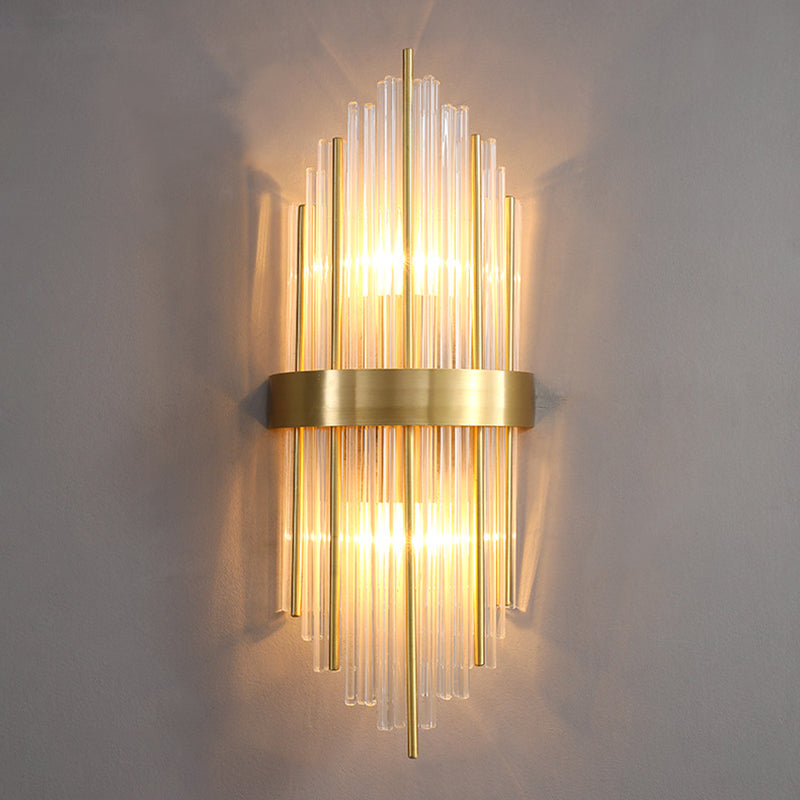 Post-Modern Wall Sconce Gold Wall Light Fixture with Crystal for Bedroom