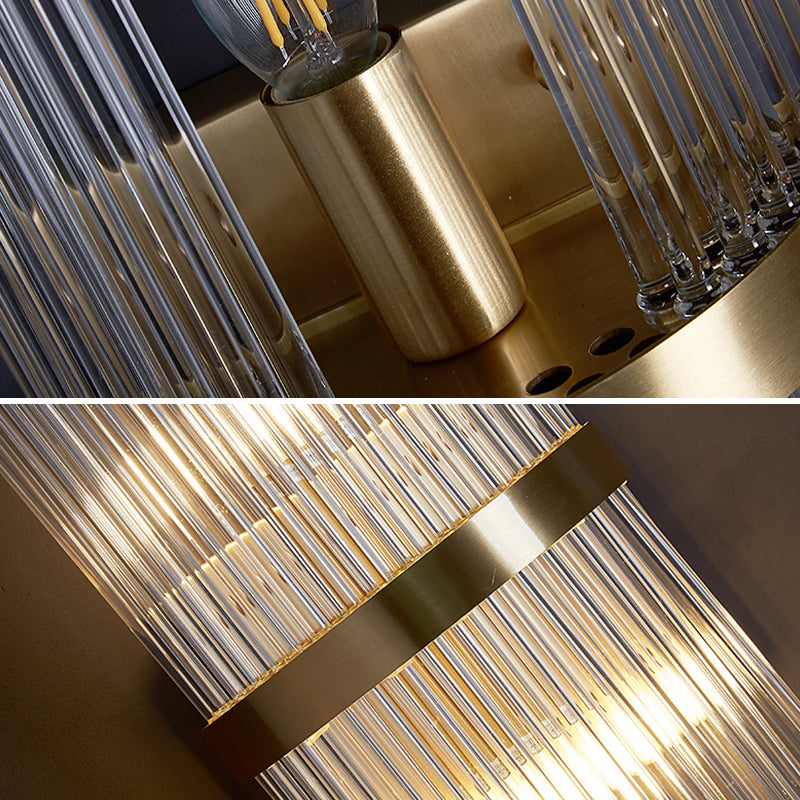 Post-Modern Wall Sconce Gold Wall Light Fixture with Crystal for Bedroom