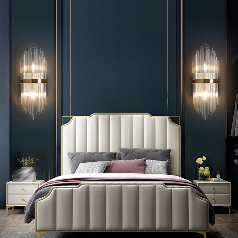 Post-Modern Wall Sconce Gold Wall Light Fixture with Crystal for Bedroom