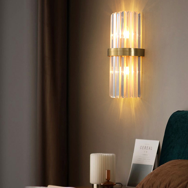 Post-Modern Wall Sconce Gold Wall Light Fixture with Crystal for Bedroom