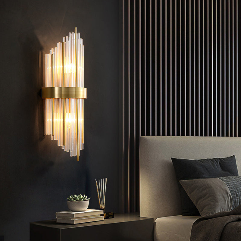 Post-Modern Wall Sconce Gold Wall Light Fixture with Crystal for Bedroom